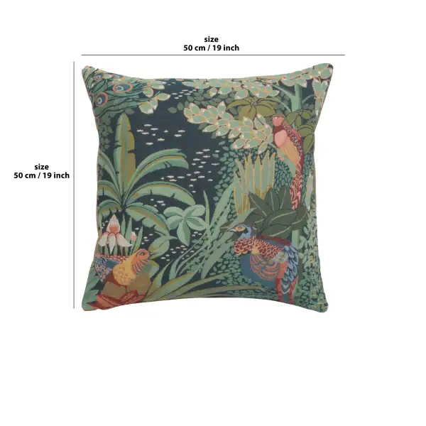 Jungle and Three Birds Cushion | 19x19 in