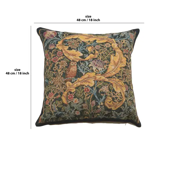 Owl and Pigeon Belgian Cushion Cover | 18x18 in