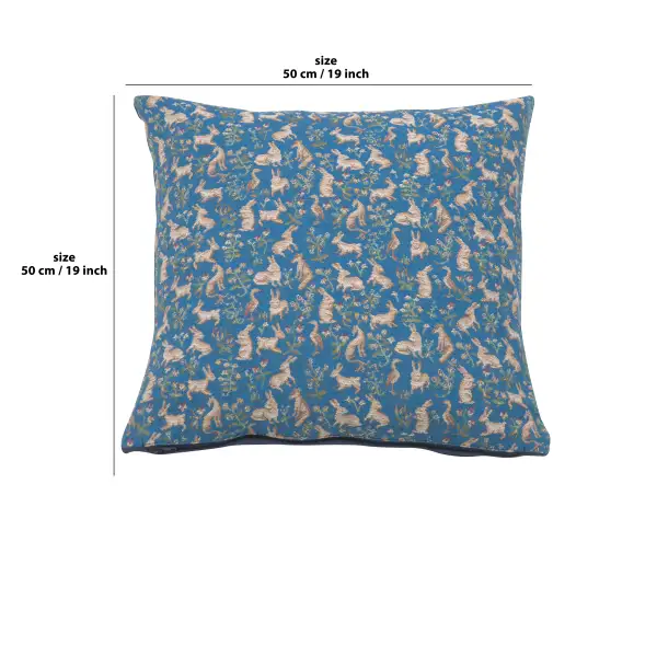 Mille Fleurs and Little Animals Blue Cushion Cover