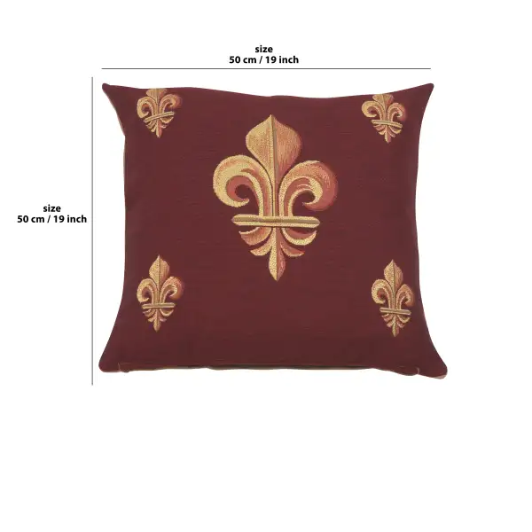 Five Fleur de Lys Red Cushion Cover