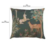 Unicorn and Does Forest Blue Cushion | 19x19 in