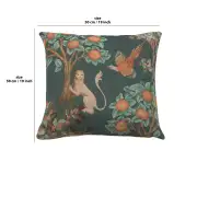 Lion and Pheasant Forest Blue Cushion | 19x19 in