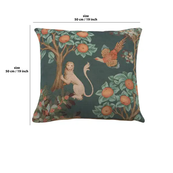 Lion and Pheasant Forest Blue Cushion Cover