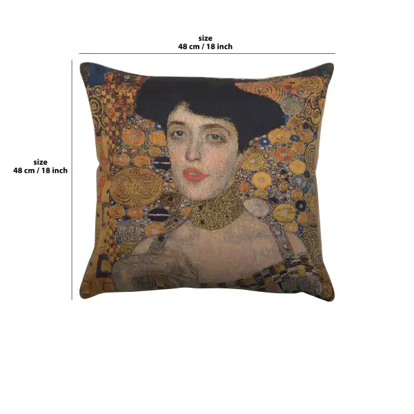 Lady In Gold II by Klimt Belgian Cushion Cover | 18x18 in