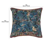 Animals With Aristoloches Blue Cushion - 19 in. x 19 in. Cotton by Charlotte Home Furnishings | 19x19 in