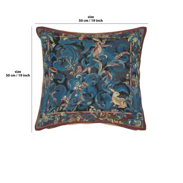 Animals With Aristoloches Blue Cushion - 19 in. x 19 in. Cotton by Charlotte Home Furnishings | 19x19 in