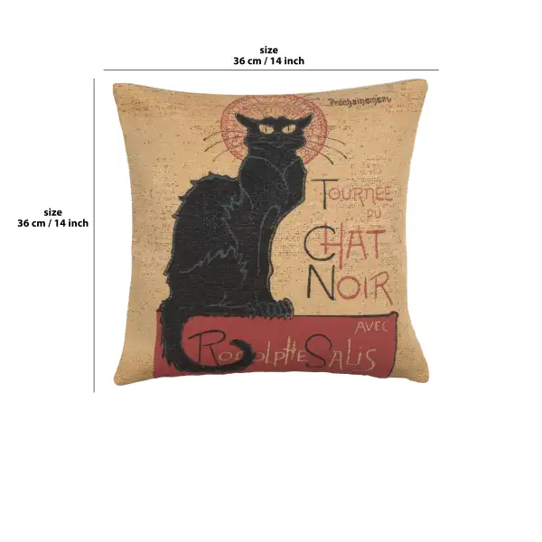 Tournee Du Chat Noir Small Belgian Cushion Cover - 14 in. x 14 in. Cotton by Charlotte Home Furnishings | 14x14 in