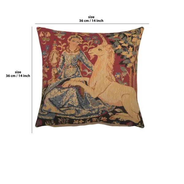 Medieval View Small Belgian Cushion Cover - 14 in. x 14 in. Cotton/Viscose/Polyester by Charlotte Home Furnishings | 14x14 in