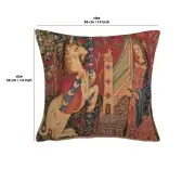 Medieval Hearing Small Belgian Cushion Cover - 14 in. x 14 in. Cotton/Viscose/Polyester by Charlotte Home Furnishings | 14x14 in
