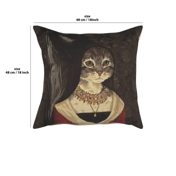 Cat With Hat B Belgian Cushion Cover | 18x18 in