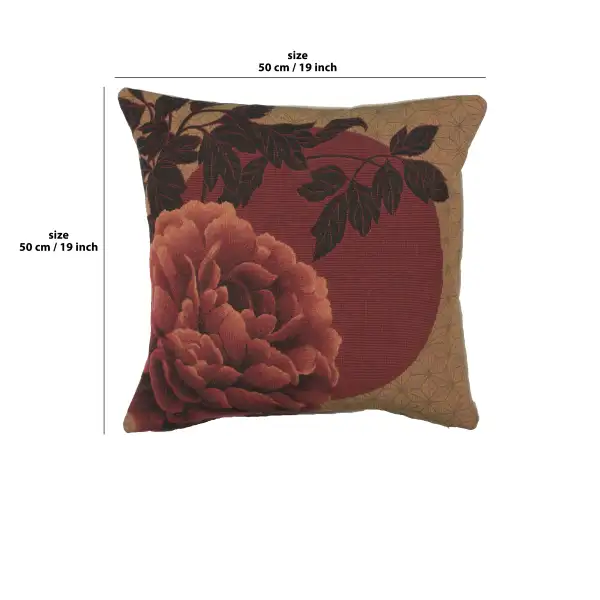 Red Peonies Cushion - 18 in. x 18 in. Cotton/Viscose/Polyester by Charlotte Home Furnishings | 18x18 in