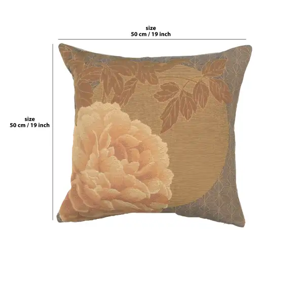 Yellow Peonies Cushion - 18 in. x 18 in. Cotton/Viscose/Polyester by Charlotte Home Furnishings | 18x18 in