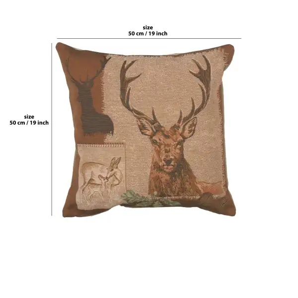Deer Doe and Stag Cushion | 19x19 in
