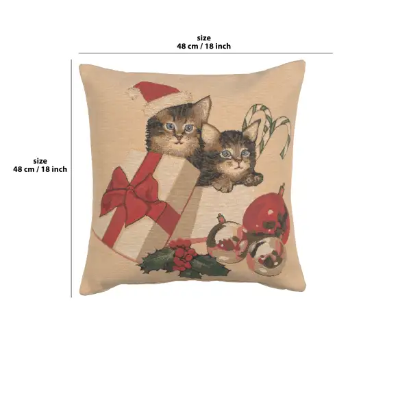 Christmas Kitties Belgian Cushion Cover | 18x18 in