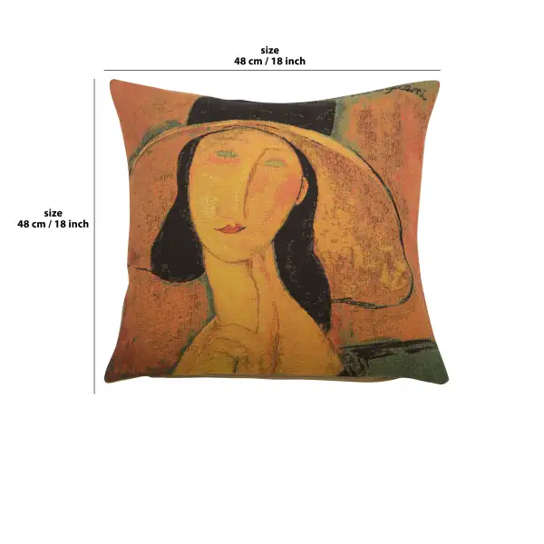 Jeanne Hebuterne in a Large Hat I Belgian Cushion Cover | 18x18 in