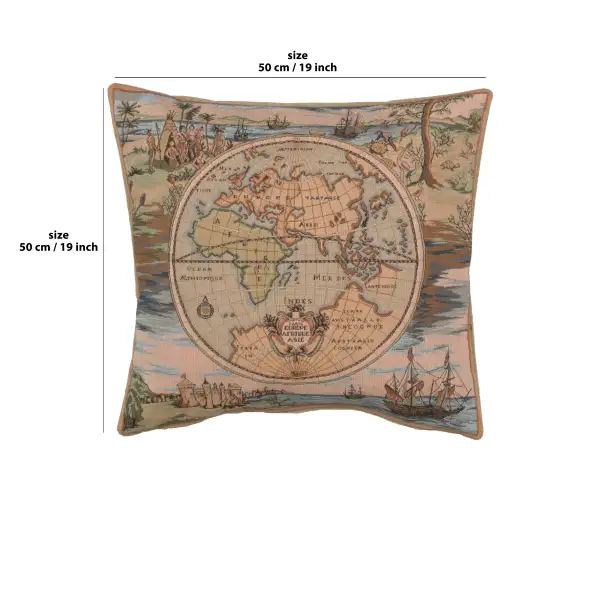 Map of the World Europe Asia Africa Cushion | 19x19 in