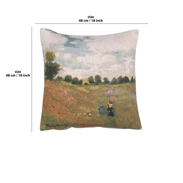 Monet's Poppy Field Belgian Cushion Cover | 18x18 in