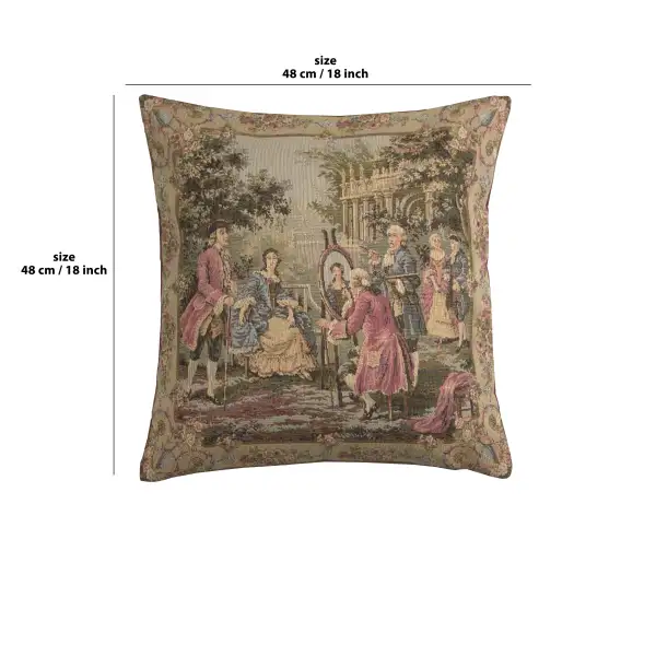 Garden Party Right Panel Belgian Cushion Cover - 18 in. x 18 in. Cotton/Viscose/Polyester by Francois Boucher | 18x18 in