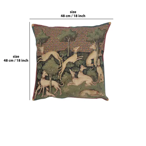 Medieval Dogs Belgian Cushion Cover - 18 in. x 18 in. Cotton/Viscose/Polyester by Charlotte Home Furnishings | 18x18 in