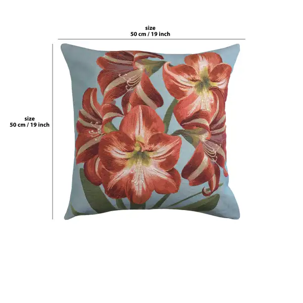 Amaryllis Flowers V Blue throw pillows