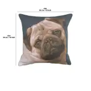 Pugs Face Blue Cushion - 18 in. x 18 in. Cotton by Charlotte Home Furnishings | 18x18 in