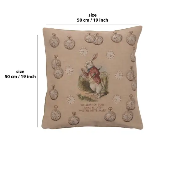 Late Rabbit Alice In Wonderland Cushion - 19 in. x 19 in. Cotton by John Tenniel | 19x19 in