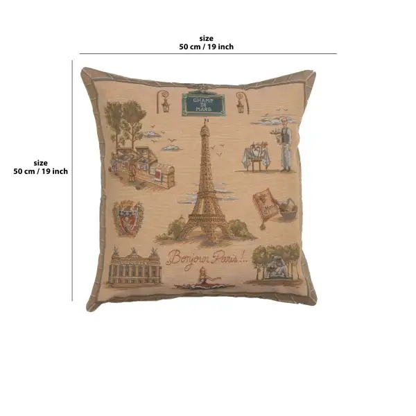 Paris Tour Eiffel Cushion - 19 in. x 19 in. Cotton by Charlotte Home Furnishings | 19x19 in