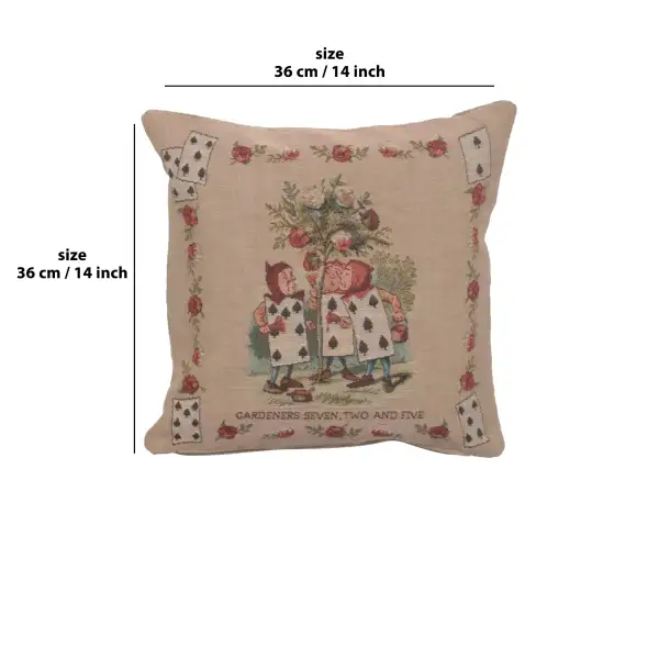 C Charlotte Home Furnishings Inc The Garden Alice in Wonderland French Tapestry Cushion - 14 in. x 14 in. Cotton by John Tenniel | 14x14 in