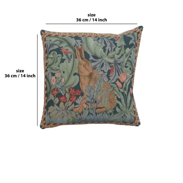 Rabbit As William Morris Left Small Cushion - 14 in. x 14 in. Cotton by William Morris | 14x14 in