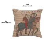 Bayeux Horseriders Cushion - 14 in. x 14 in. Cotton by Charlotte Home Furnishings | 14x14 in