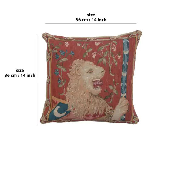 The Medieval Lion Cushion - 14 in. x 14 in. Cotton by Charlotte Home Furnishings | 14x14 in