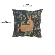 Rabbit In Blue II Cushion - 14 in. x 14 in. Cotton by Charlotte Home Furnishings | 14x14 in