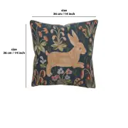 Running Rabbit In Blue Cushion - 14 in. x 14 in. Cotton by Charlotte Home Furnishings | 14x14 in