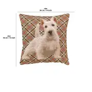 White Scottish Dog Cushion | 14x14 in