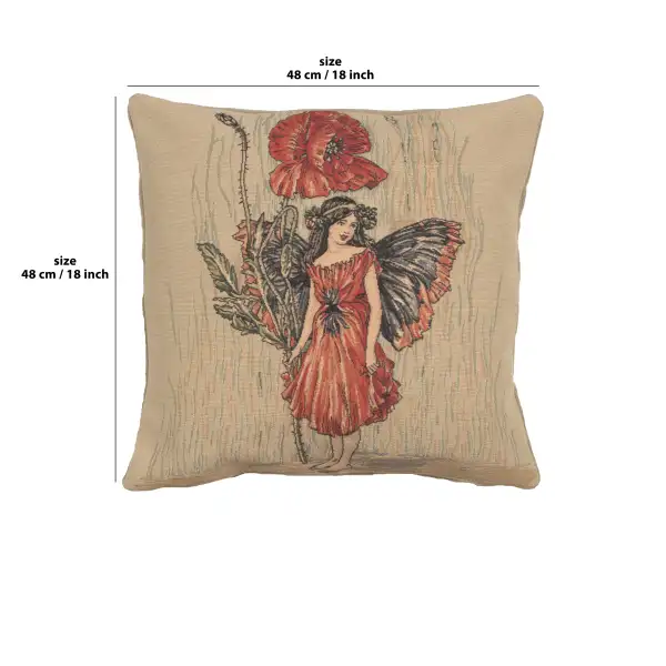 Poppy Fairy Cicely Mary Barker I Belgian Cushion Cover | 18x18 in