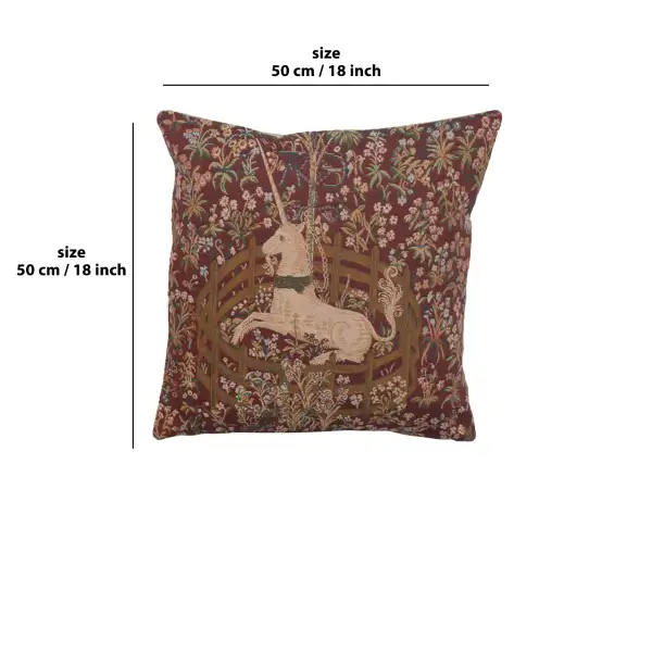 Licorne Captive In Red 1 Cushion Cover