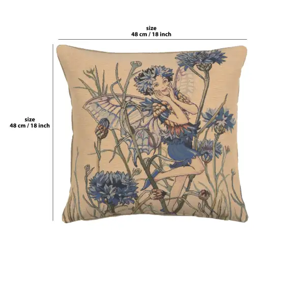Cornflower Fairy Cicely Mary Barker I Belgian Cushion Cover | 18x18 in