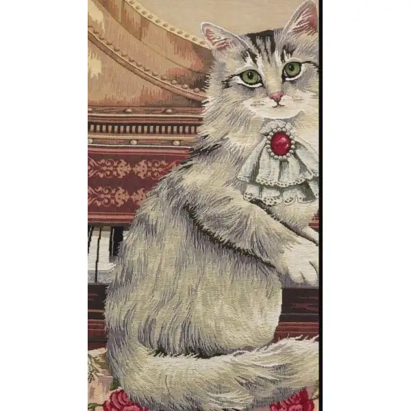 Cat With Piano Belgian Cushion Cover