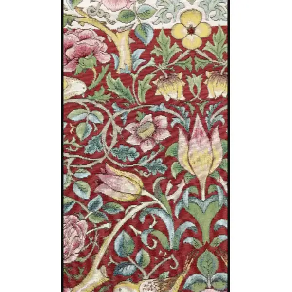 Roses and Birds Red Cushion