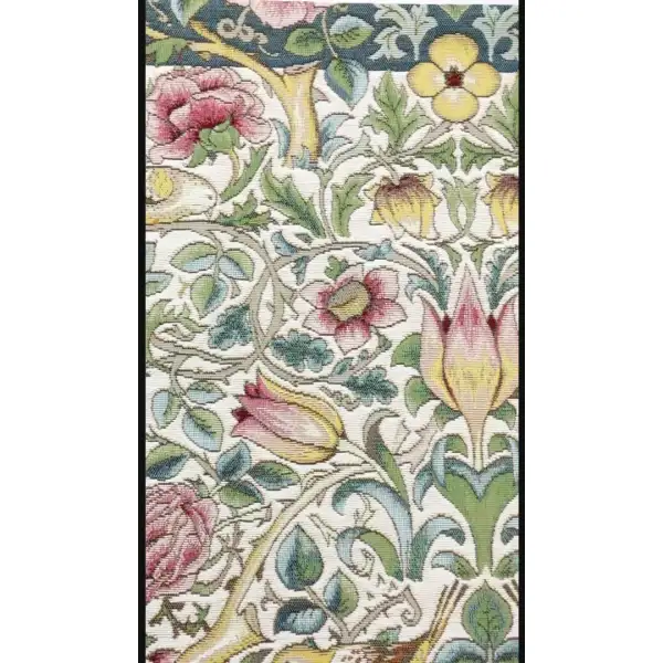 Roses and Birds White Cushion