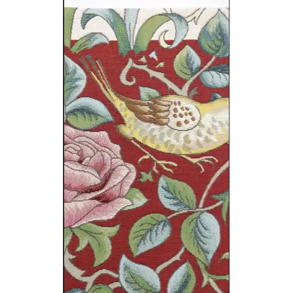 Zoom Bird and Roses Red tapestry couch pillows