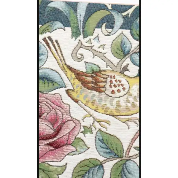 Zoom Bird and Roses White tapestry couch pillows