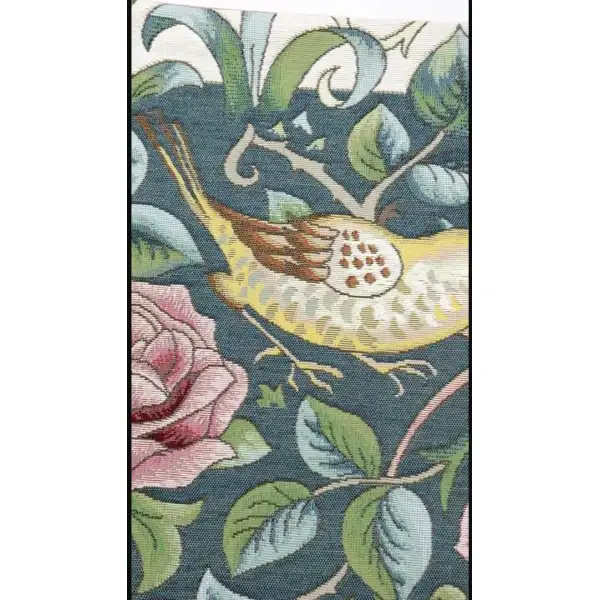 Zoom Bird and Roses Blue tapestry couch pillows