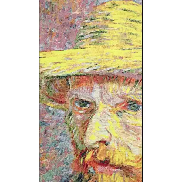 Van Gogh's Self Portrait with Straw Hat Large Belgian Cushion Cover