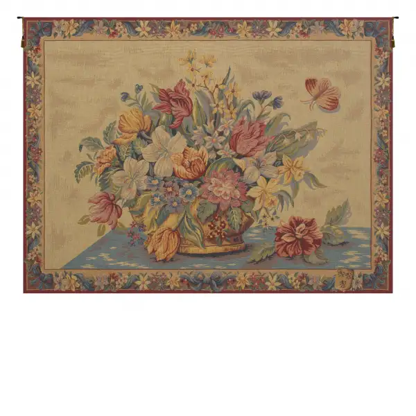 Panier de Fleurs fond Jaune French Wall Tapestry
