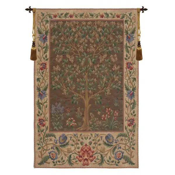 Tree of Life Brown I Belgian Tapestry Wall Hanging