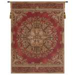 Les Rosaces in Red European Tapestry Wall hanging
