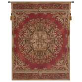 Les Rosaces in Red French Tapestry Wall Hanging