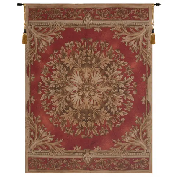 Les Rosaces In Red French Wall Art Tapestry at Charlotte Home Furnishings Inc