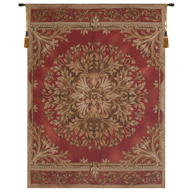 Les Rosaces in Red French Tapestry